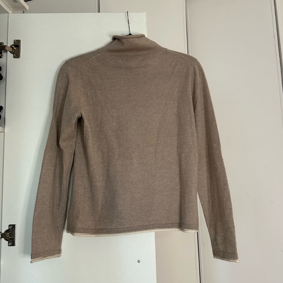 Rolled Neck Cashmere Turtleneck Ply Cashmere Size Petite Med Beige Cream - Picture 3 of 4